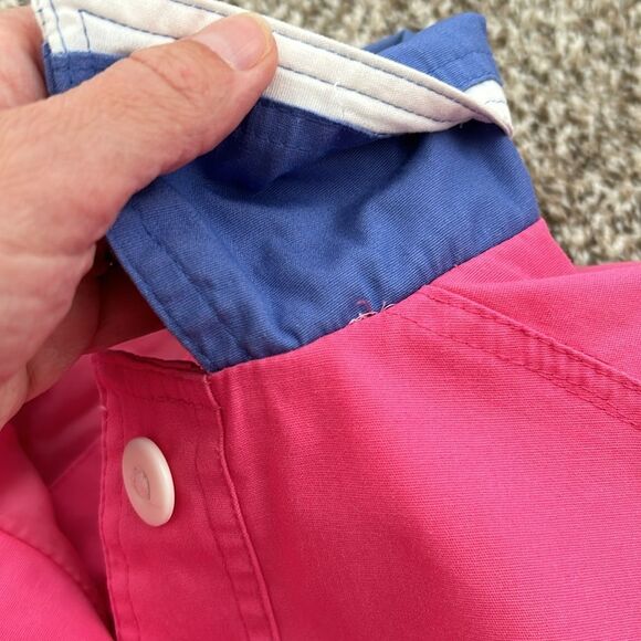 Vintage 80s Be in the Current Seen Hot Pink Lightweight Preppy Jacket Small - Picture 10 of 15